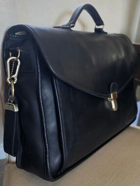 COACH 0402 221 Morgan Black Leather Messenger Briefcase VINTAGE/restored